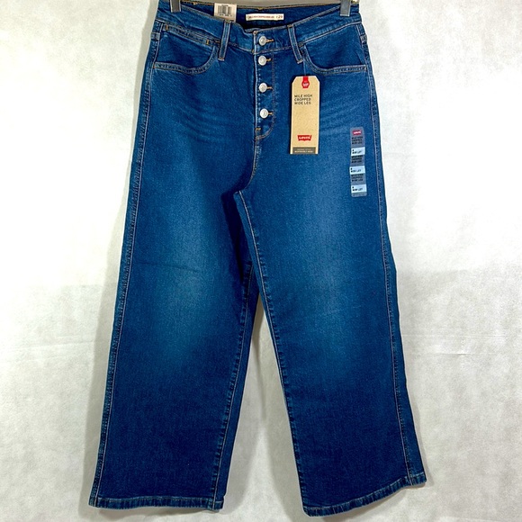 Levi’s Mile High Wide Leg Dark Wash Crop Jeans NWT Size 8 - Picture 3 of 6